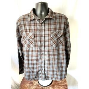 Molokai Surf Co. Brown Gray Plaid Flannel Shirt Men’s XL